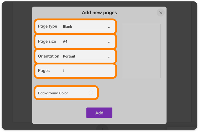 Add more pages settings