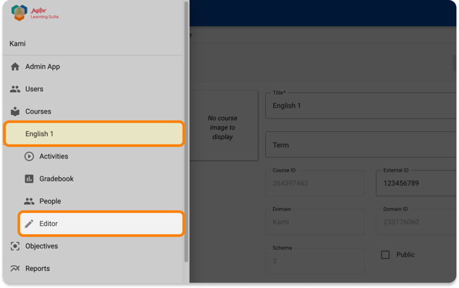 Select Editor under desired course