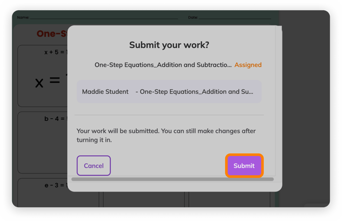 Assignment submission view