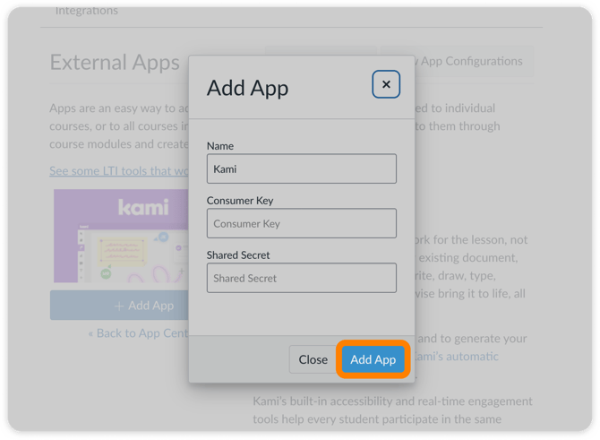 Add Consumer Key and Secret