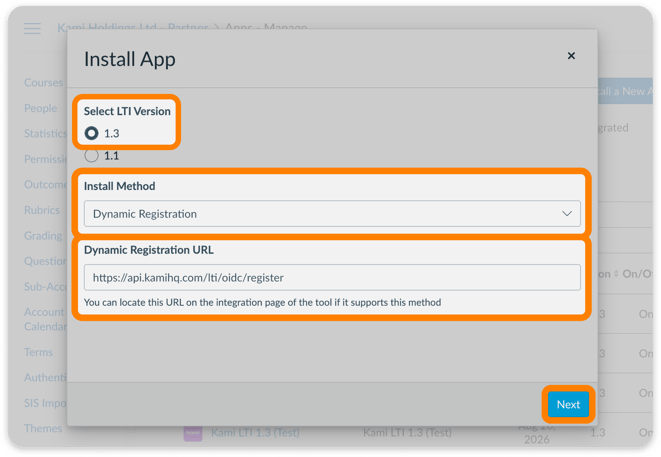Enter app settings