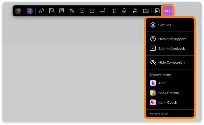Teacher Settings menu view 