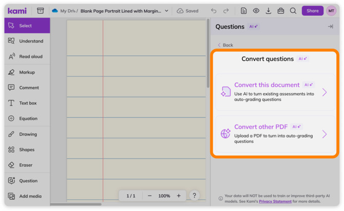 Convert questions options