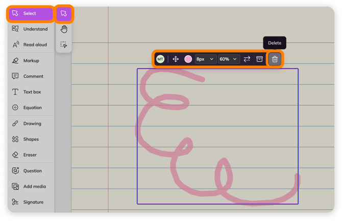 Select individual annotation > delete button in action bar