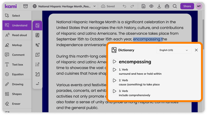 Dictionary tool definition
