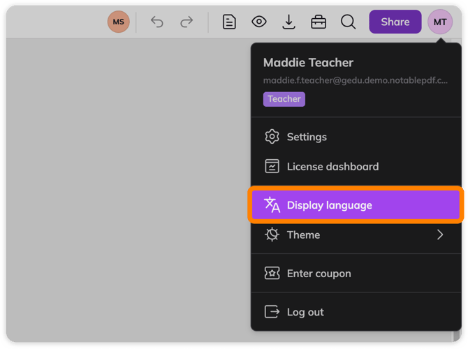 Display language setting