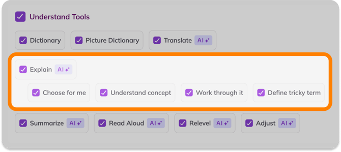 Explain tool options in Feature Control