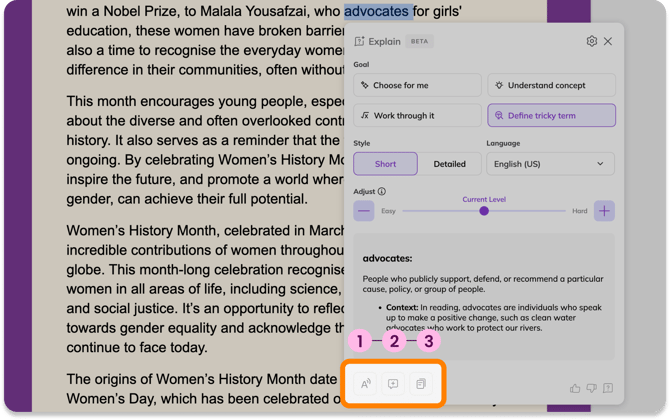 Other Explain modal options