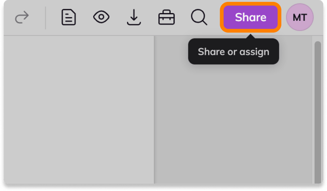 Share button in top navigation bar