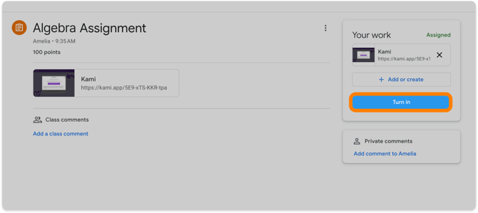 Turn in assignment