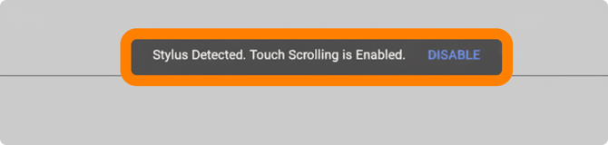 Stylus detected message in Kami
