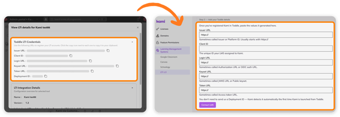 Copy fields from Toddle to Kami License Dashboard