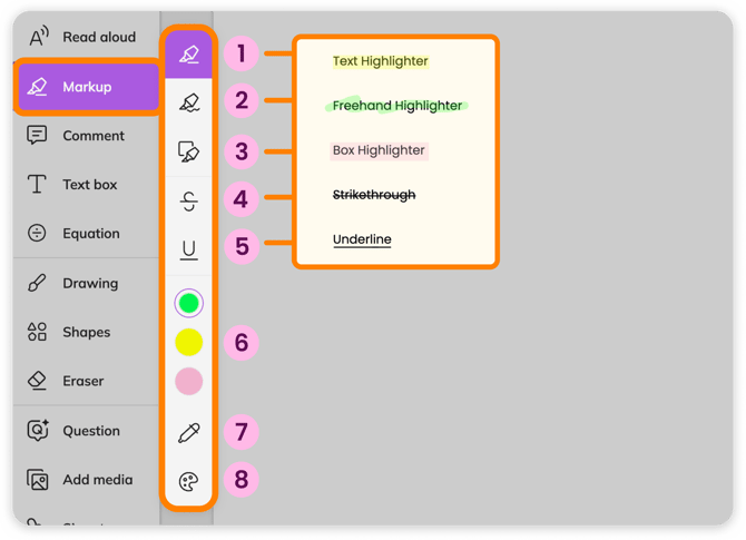 Markup toolbar