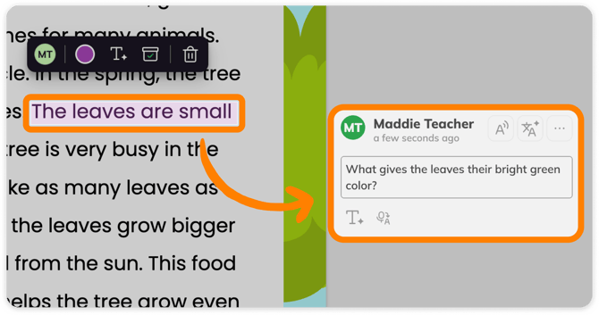 Example highlighted text comment