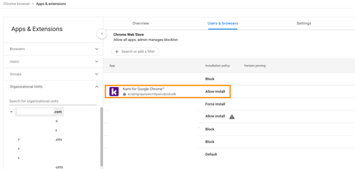 Apps & Extensions, choosing Kami for Google Chrome