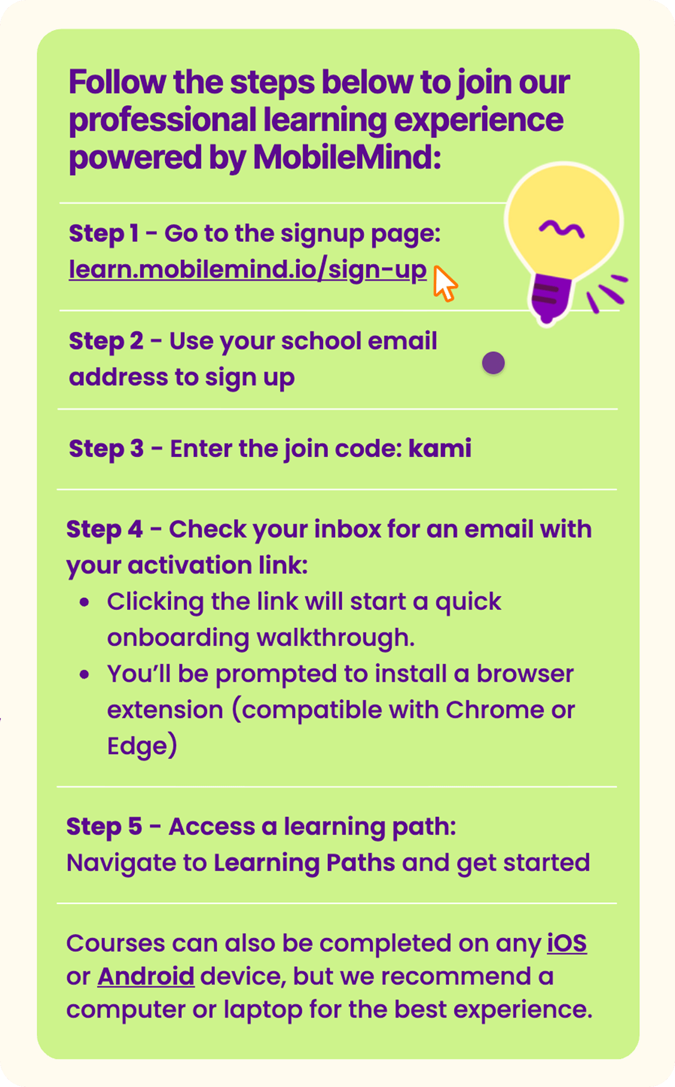 MobileMind instructions for Kami
