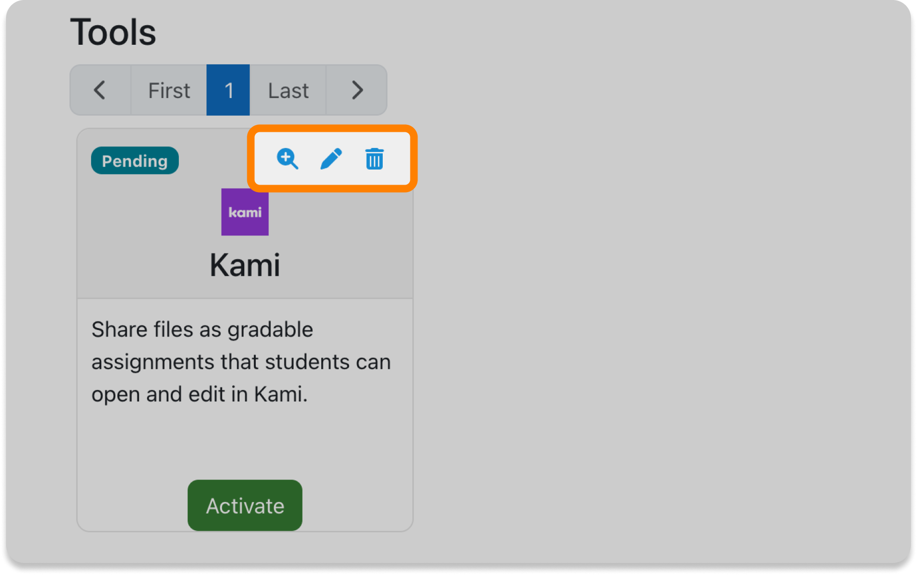 Manage tool options