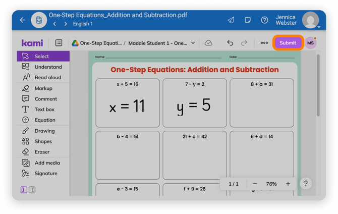 Submit assignment button