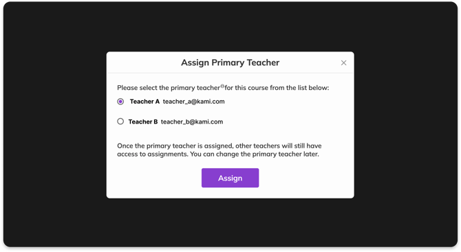 Assign Primary Teacher