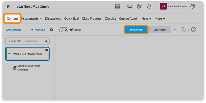 Add existing button