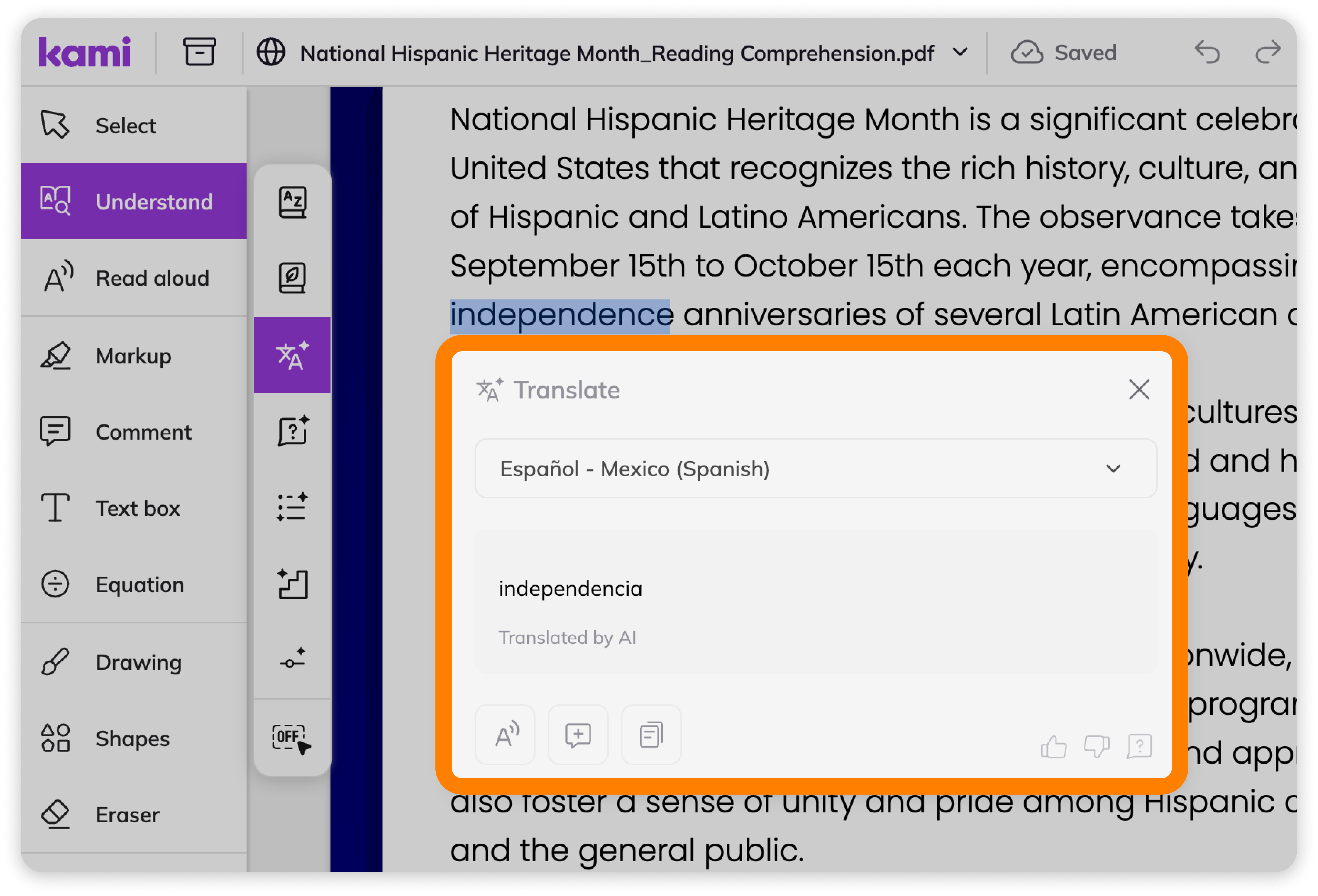 Translate tool response