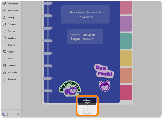 Add more pages button