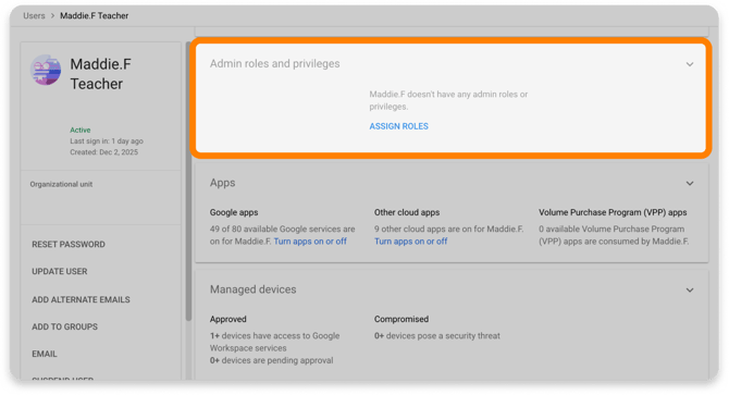 Admin roles and privileges