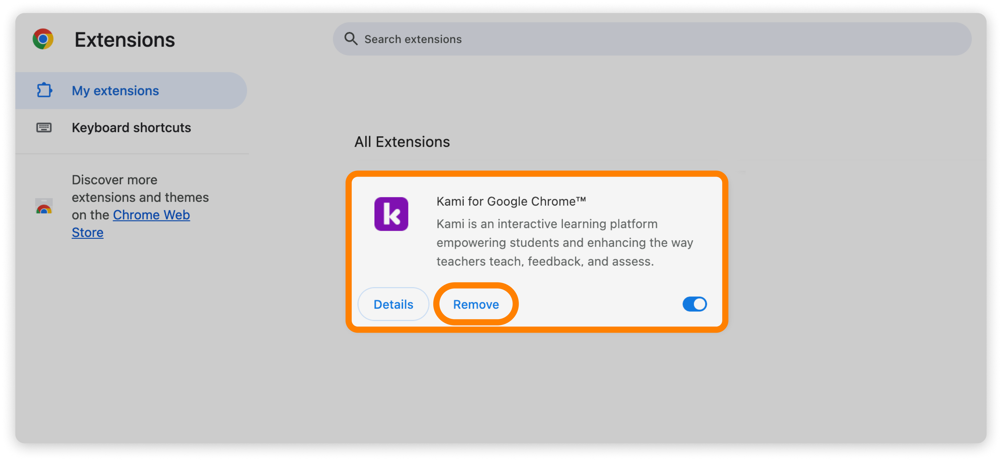 Remove extension