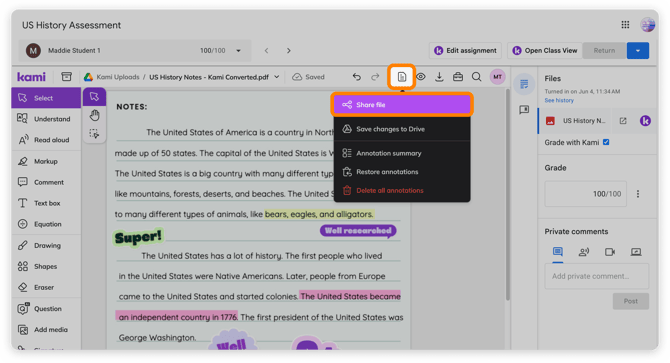 Share file button