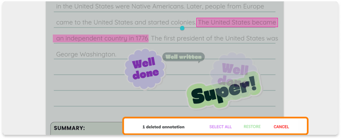 Restoring annotations bar at the bottom of the page