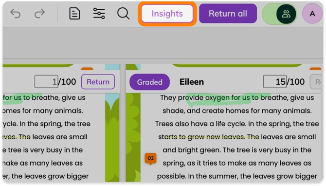 Insights button in Class View