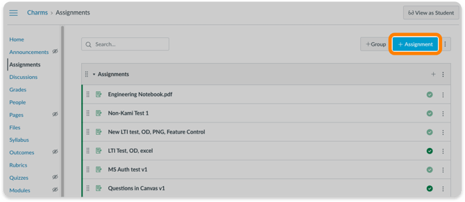 Assignment button in Canvas