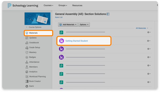 Schoology materials