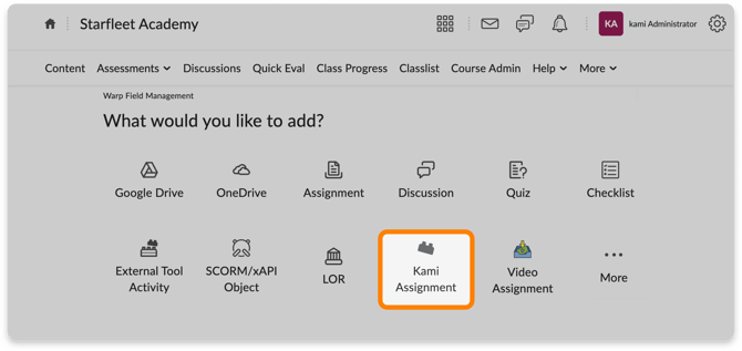 Select Kami assignment