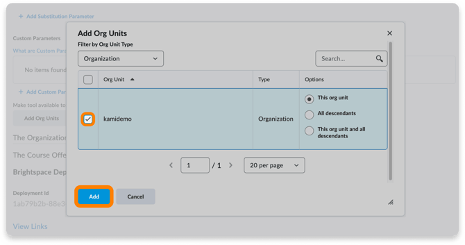 select org units