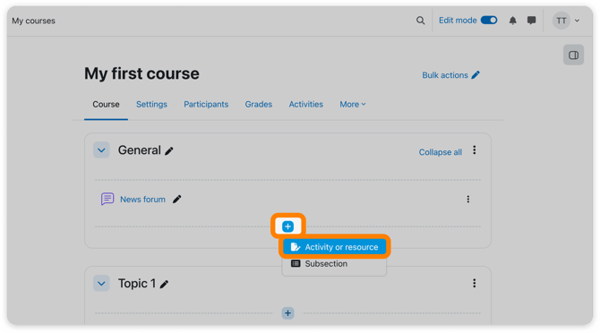 Add activity/resource