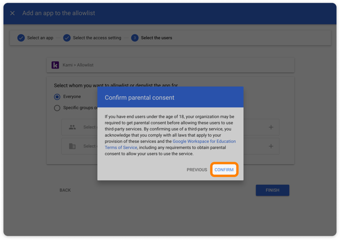Confirm button