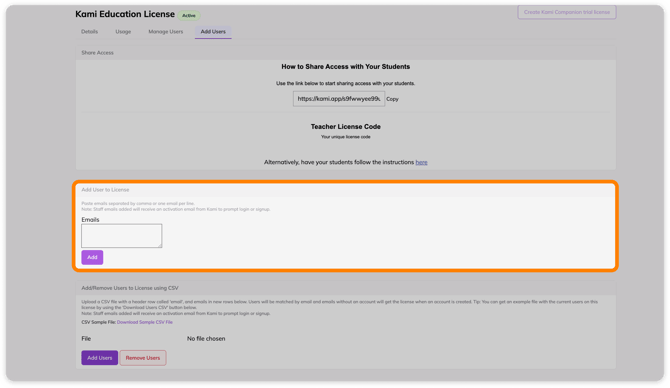 Add users via email