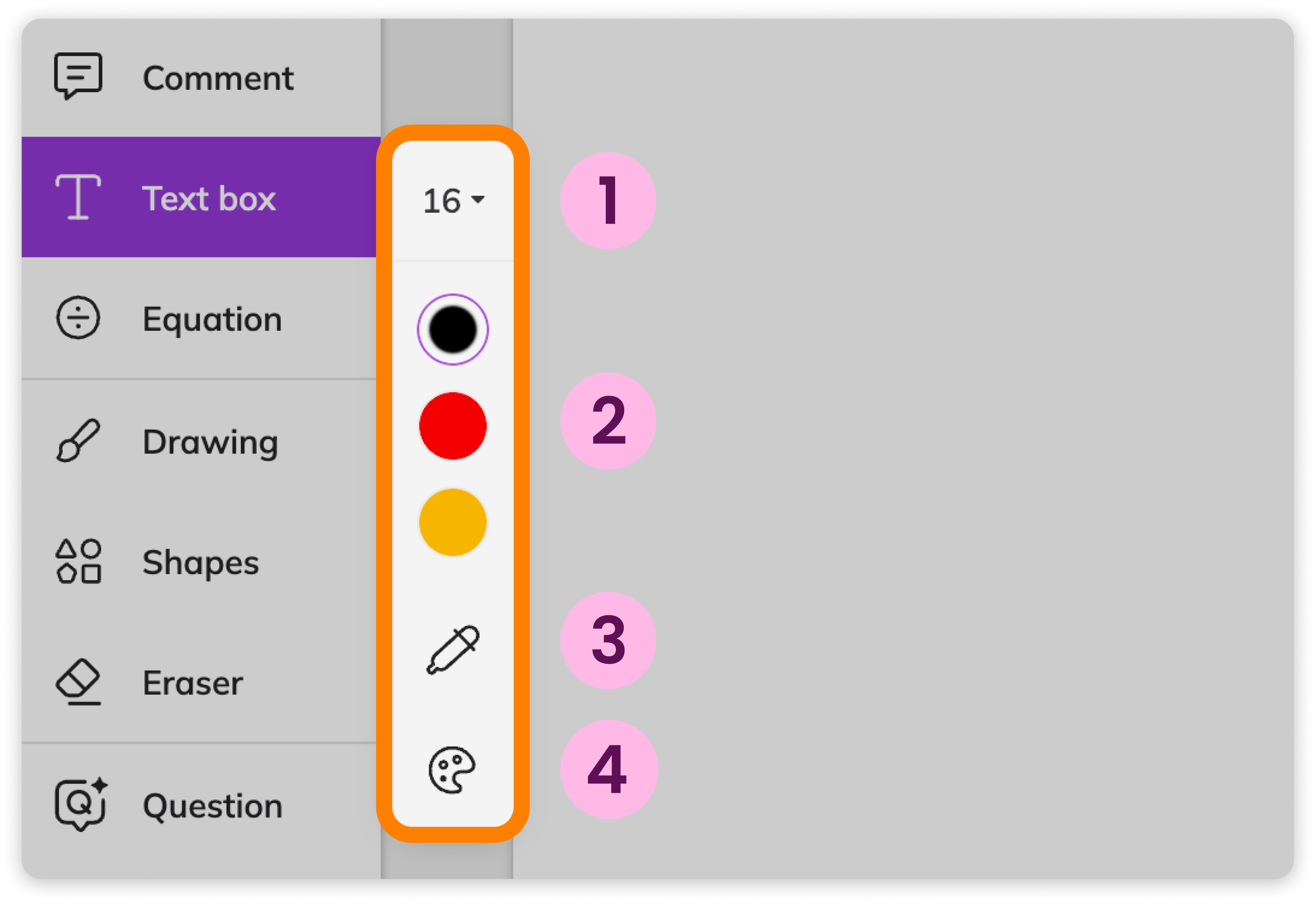 Text box menu bar