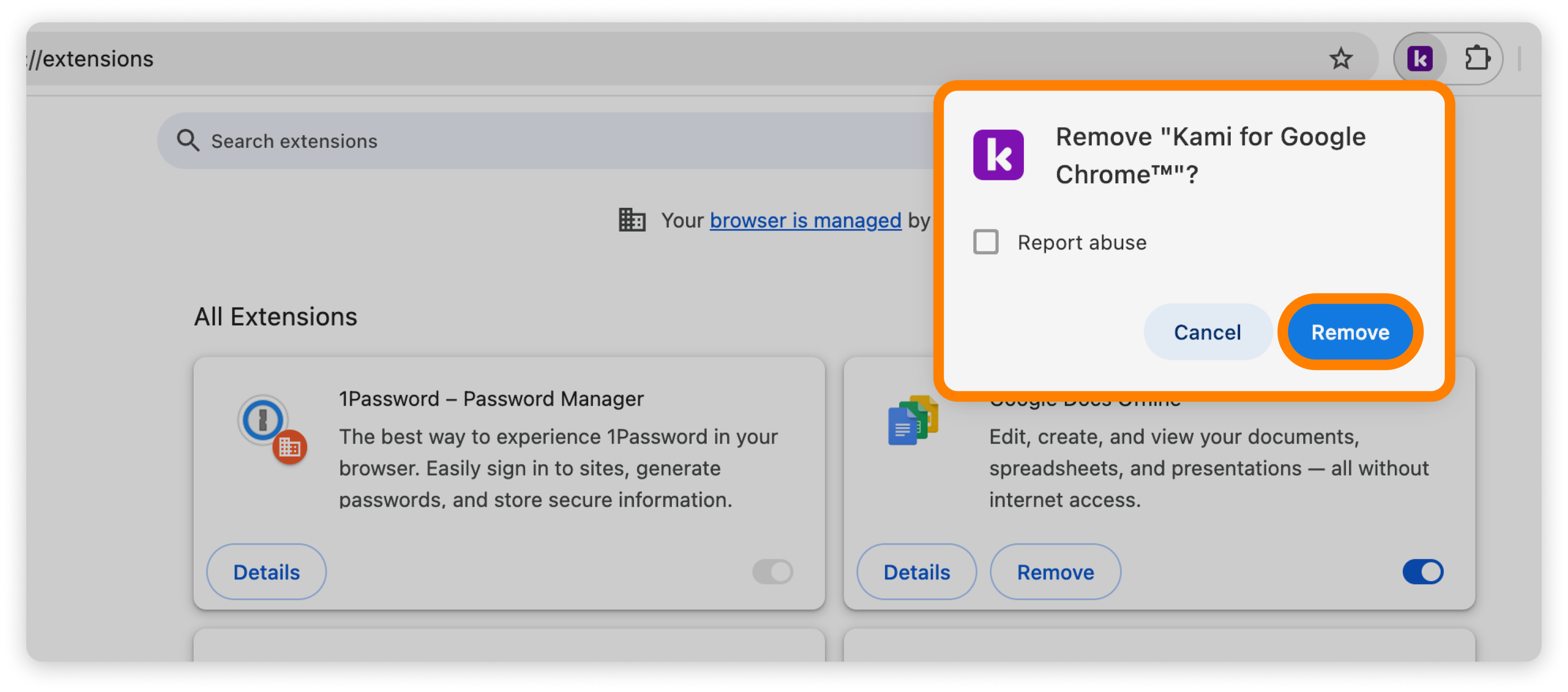 Remove button