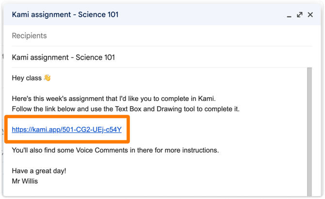 Teacher email example