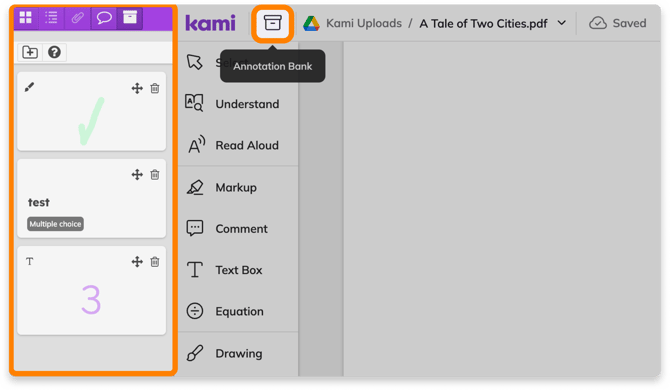 Opening the Annotation Bank sidebar