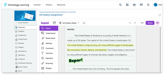 Kami assignment view
