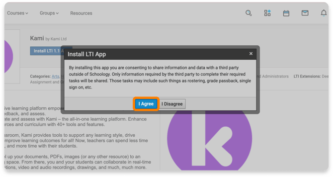 Kami app install terms