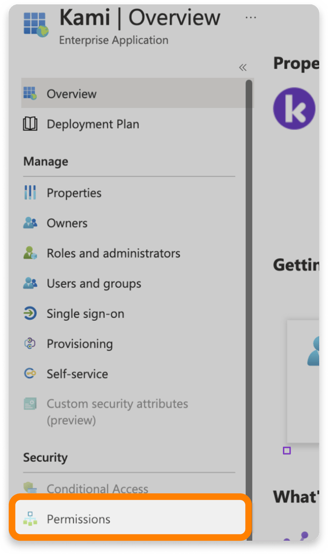 Permissions tab