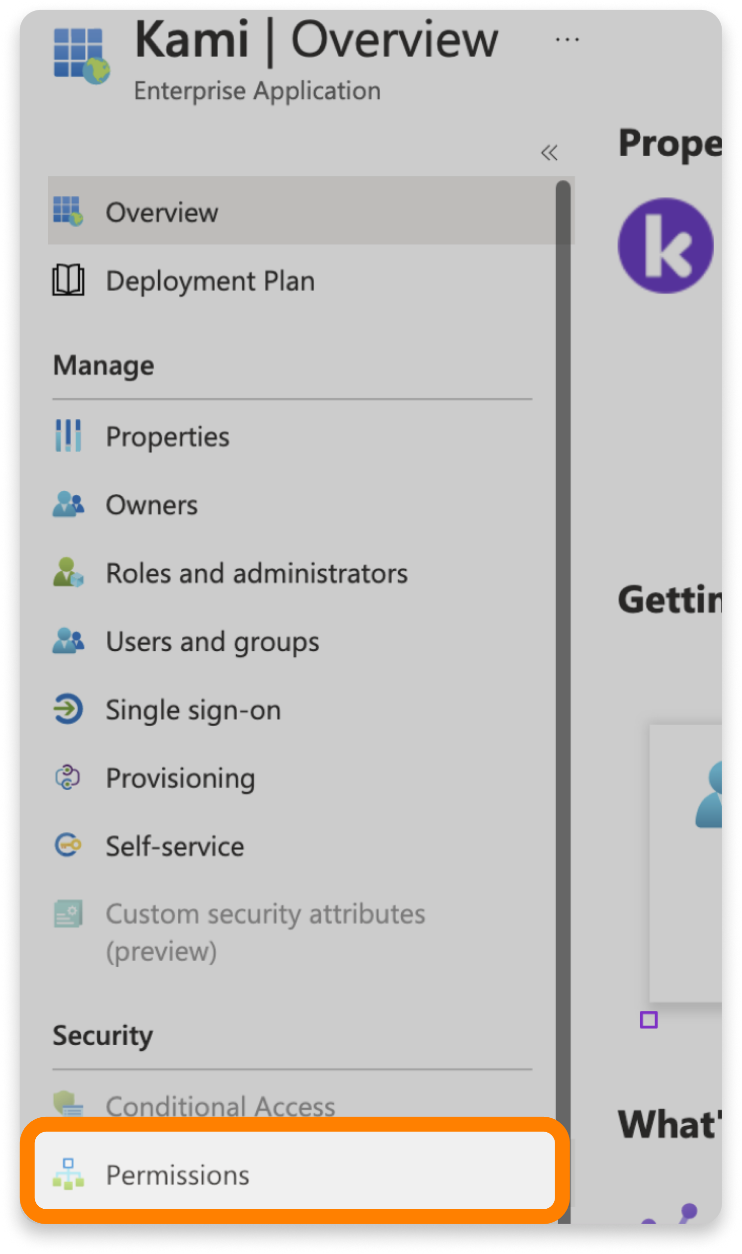 Permissions tab