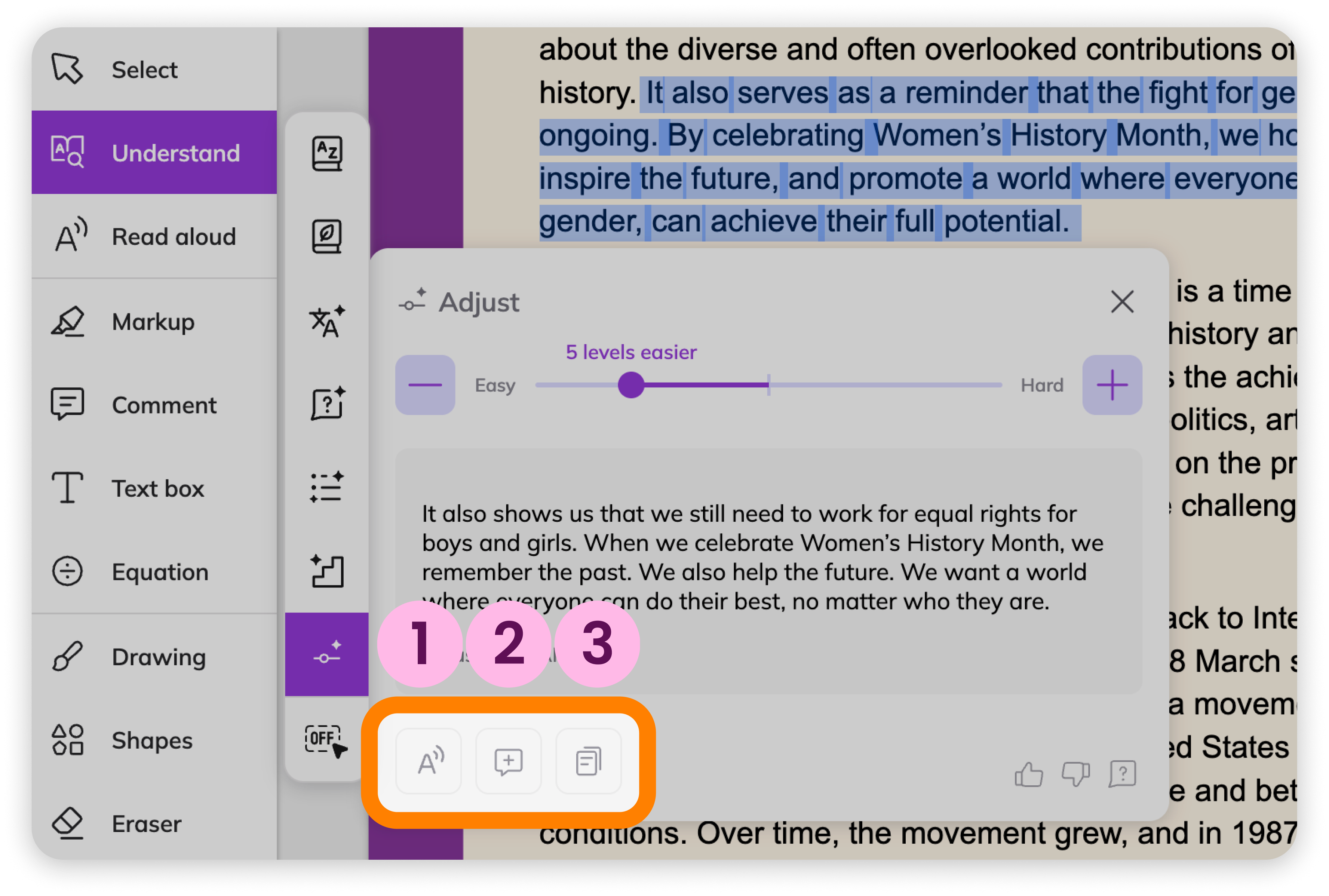 Adjust tool modal options