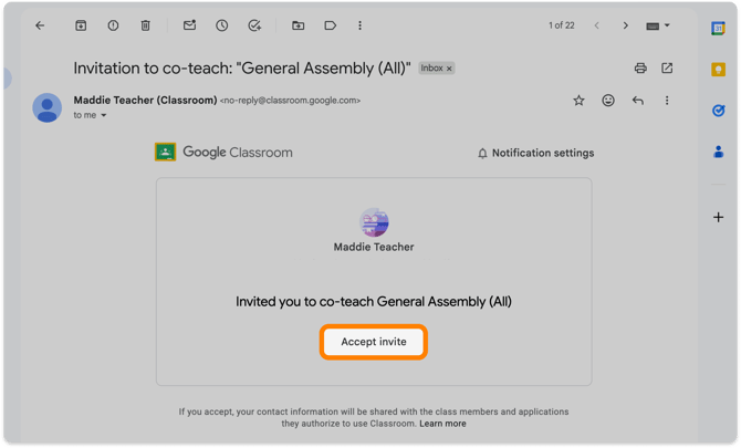 Invite in Email