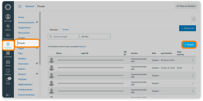 Canvas course People tab