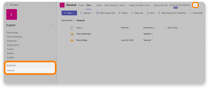 Channels tab